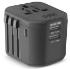 SBS universaalne reisiadapter USB-C ja 2x USB-A, must